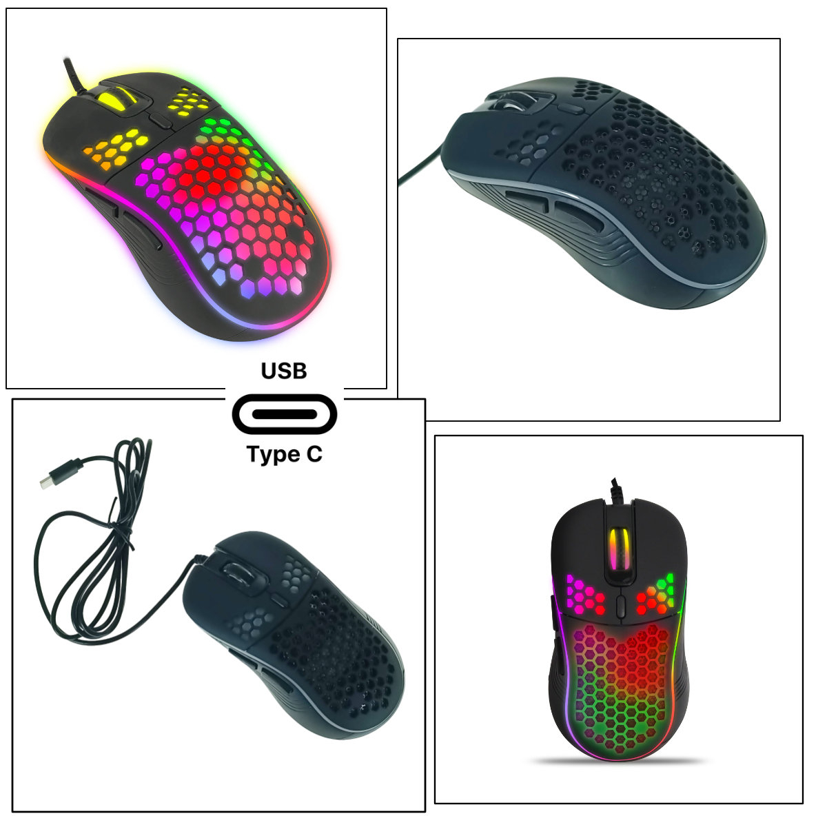 Mouse gaming USB-C, Esperanza Anteros 93841, cablu 1.25m, 6D, RGB, 800-2400 DPI, negru [2]