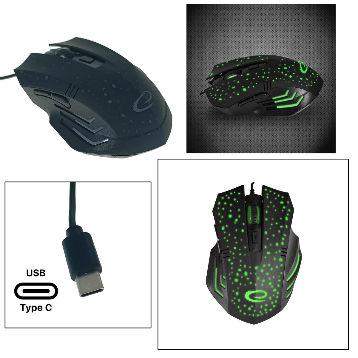 Mouse gaming USB-C, Esperanza Galaxy 94544, cablu 1.25m, 6D, LED, 800-2400 DPI, negru [2]
