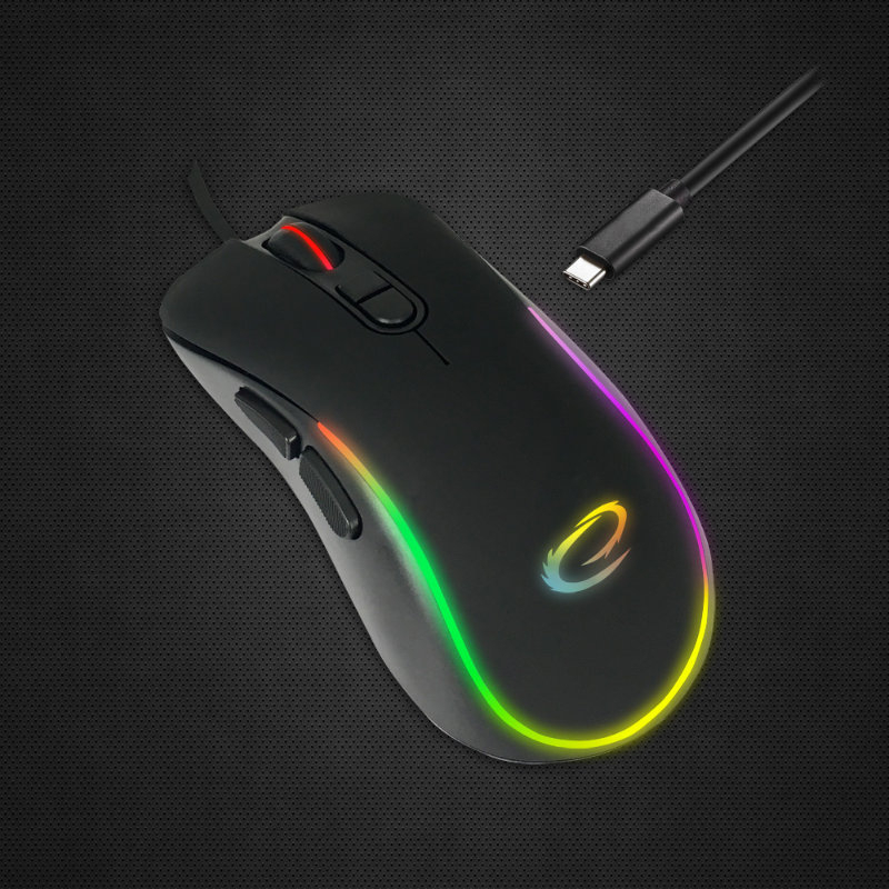 Mouse gaming USB-C, Esperanza Hesperis 94546, cablu 1.25m, 7D, RGB, 800-2400 DPI, negru [7]