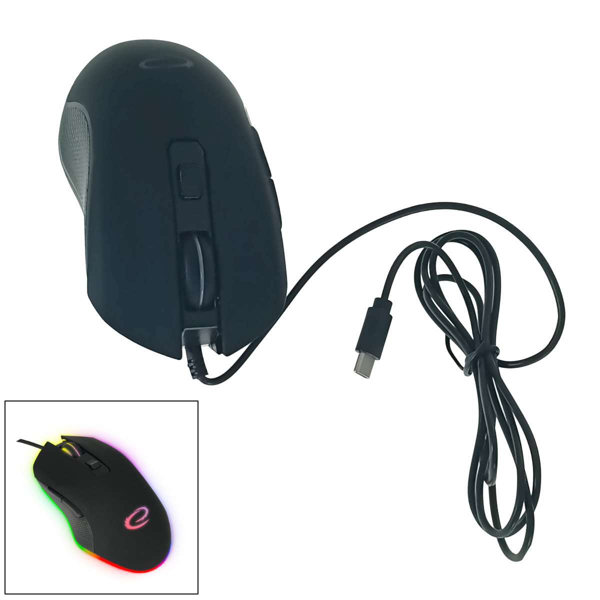 Mouse gaming USB-C, Esperanza Nemesis 94545, cablu 1.25m, 6D, RGB, 800-2400 DPI, negru [3]