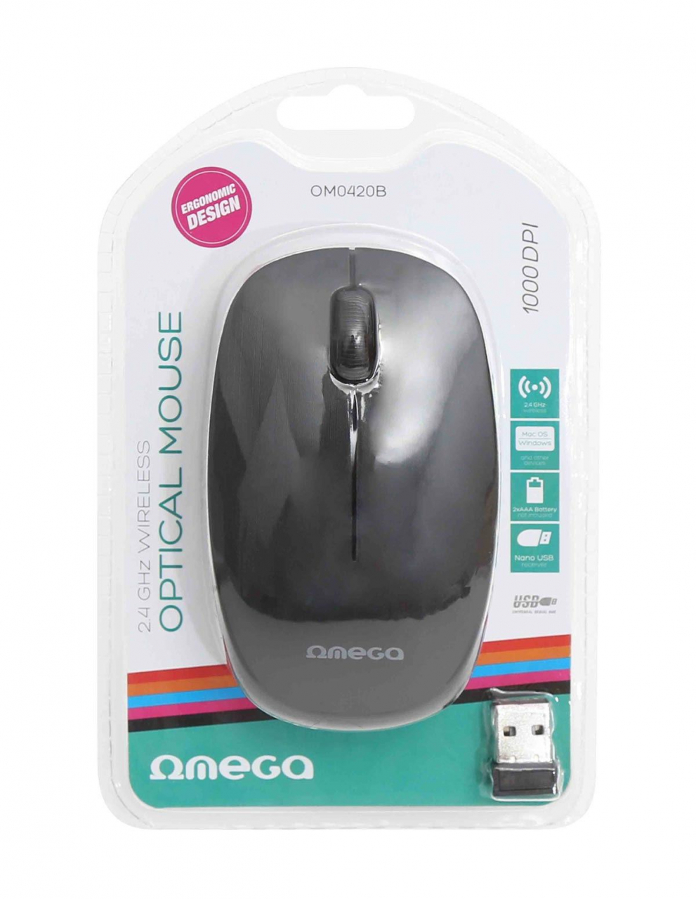 MOUSE OMEGA WIRELESS 2,4 GHz 1000dpi BLACK [42861] [10]