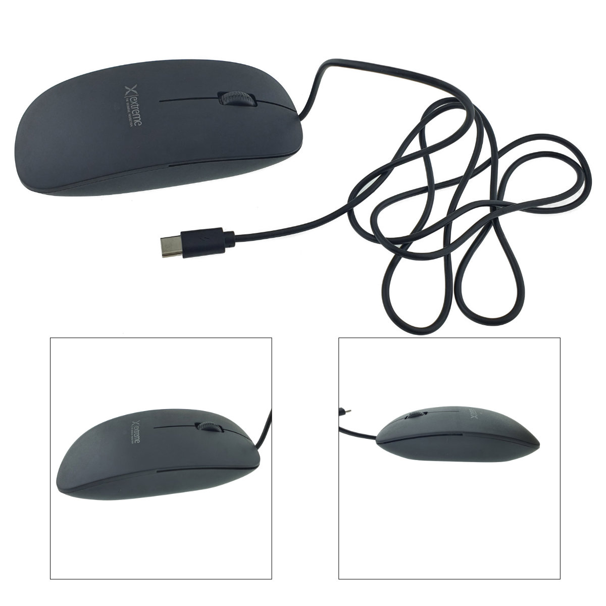 Mouse optic cu fir si conector USB-C, 3D, Extreme Lacerta 94670, 1000 DPI, 115 x 60 x 25 mm, cablu 120cm, negru [3]