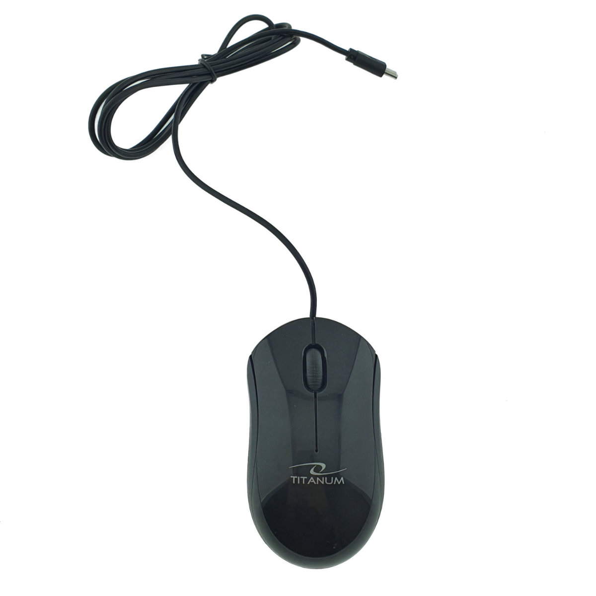 Mouse optic cu fir si conector USB-C, 3D, Titanum 94670, 1000 DPI, 100 x 55 x 30 mm, cablu 120cm, negru [4]