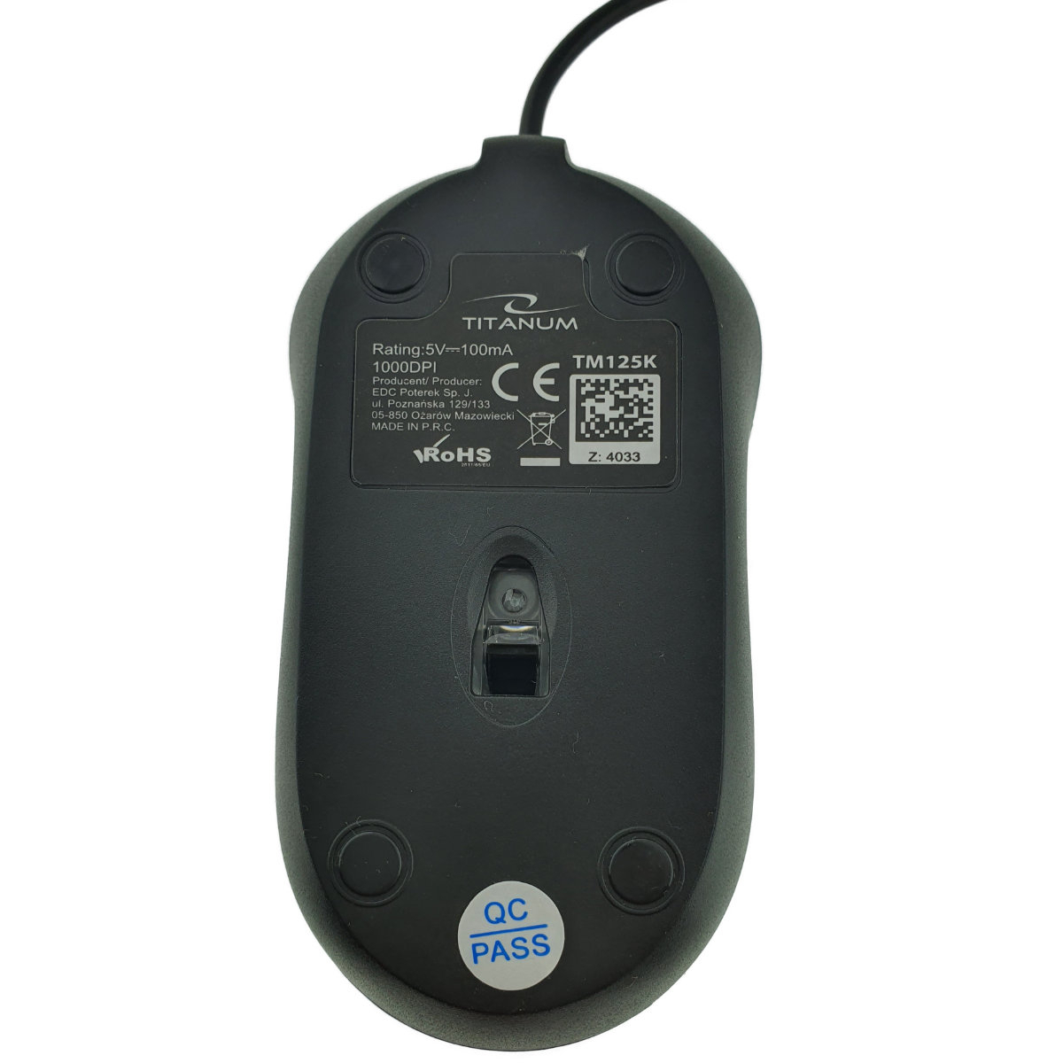 Mouse optic cu fir si conector USB-C, 3D, Titanum 94670, 1000 DPI, 100 x 55 x 30 mm, cablu 120cm, negru [5]