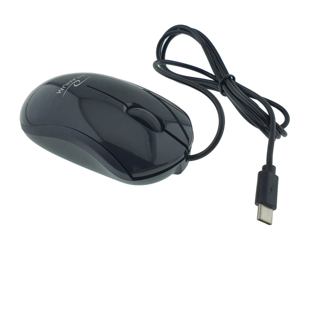 Mouse optic cu fir si conector USB-C, 3D, Titanum 94670, 1000 DPI, 100 x 55 x 30 mm, cablu 120cm, negru [1]