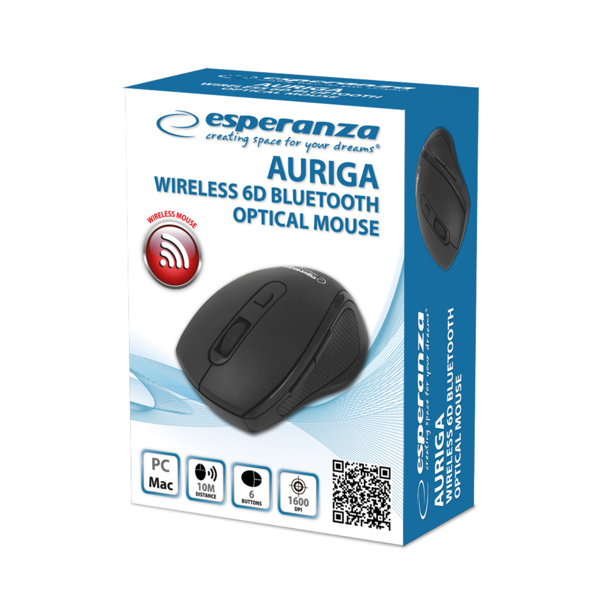 Mouse optic fara fir, 6D, Bluetooth v.5.0, Esperanza Auriga 94654, 105 x 70 x 35 mm, 1600 DPI, negru [5]