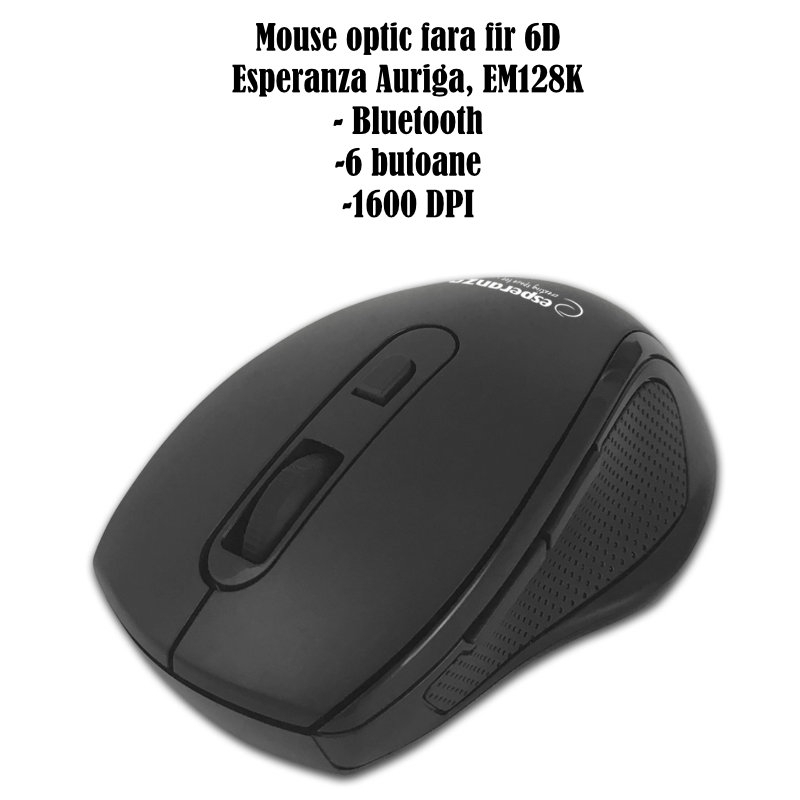 Mouse optic fara fir, 6D, Bluetooth v.5.0, Esperanza Auriga 94654, 105 x 70 x 35 mm, 1600 DPI, negru [6]