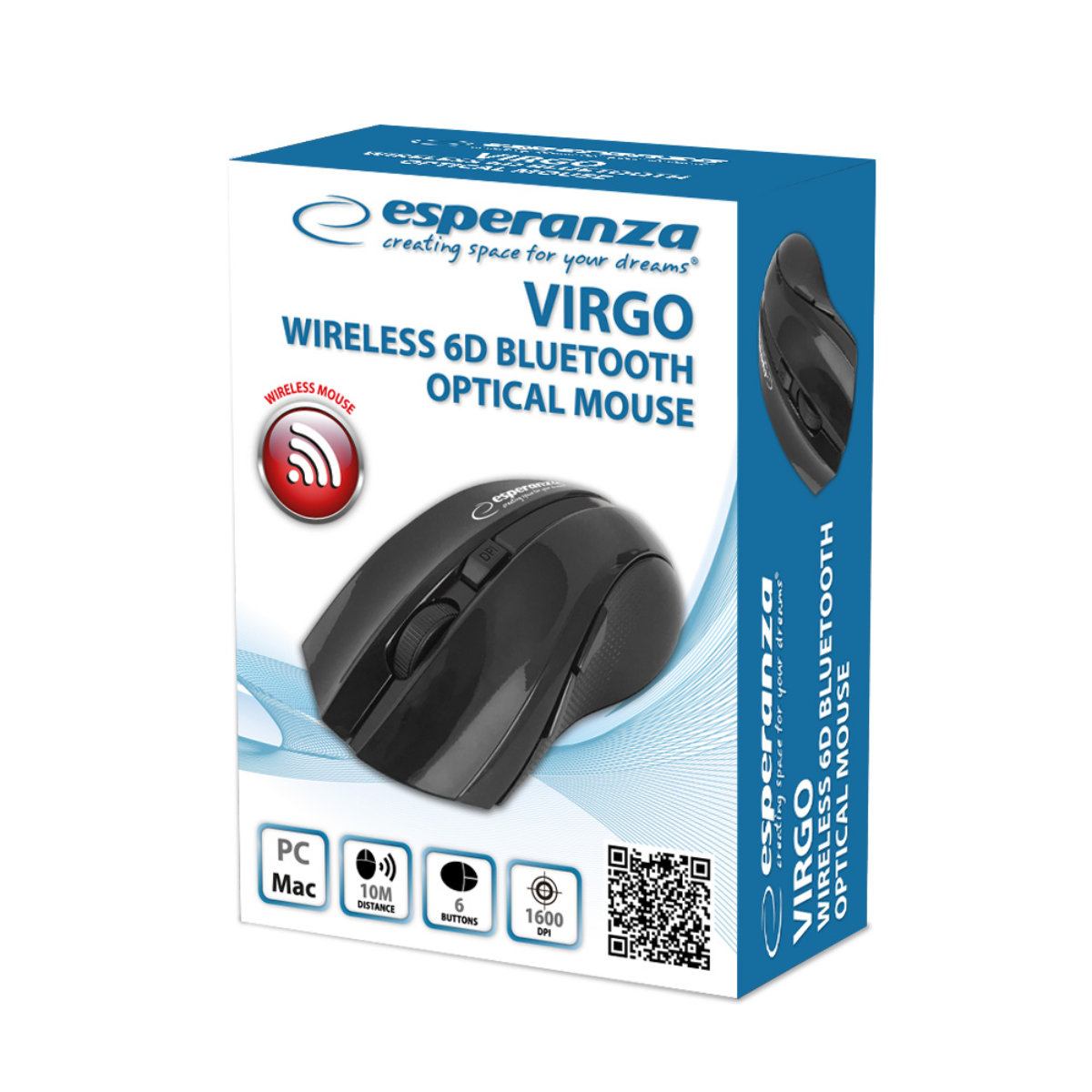 Mouse optic fara fir, 6D, Bluetooth v.5.0, Esperanza Virgo 94660, 120 x 70 x 40 mm, 1600 DPI, negru [5]