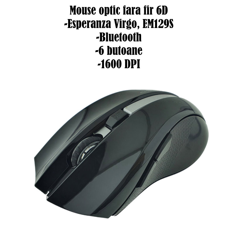 Mouse optic fara fir, 6D, Bluetooth v.5.0, Esperanza Virgo 94664, 120 x 70 x 40 mm, 1600 DPI, negru cu argintiu [6]