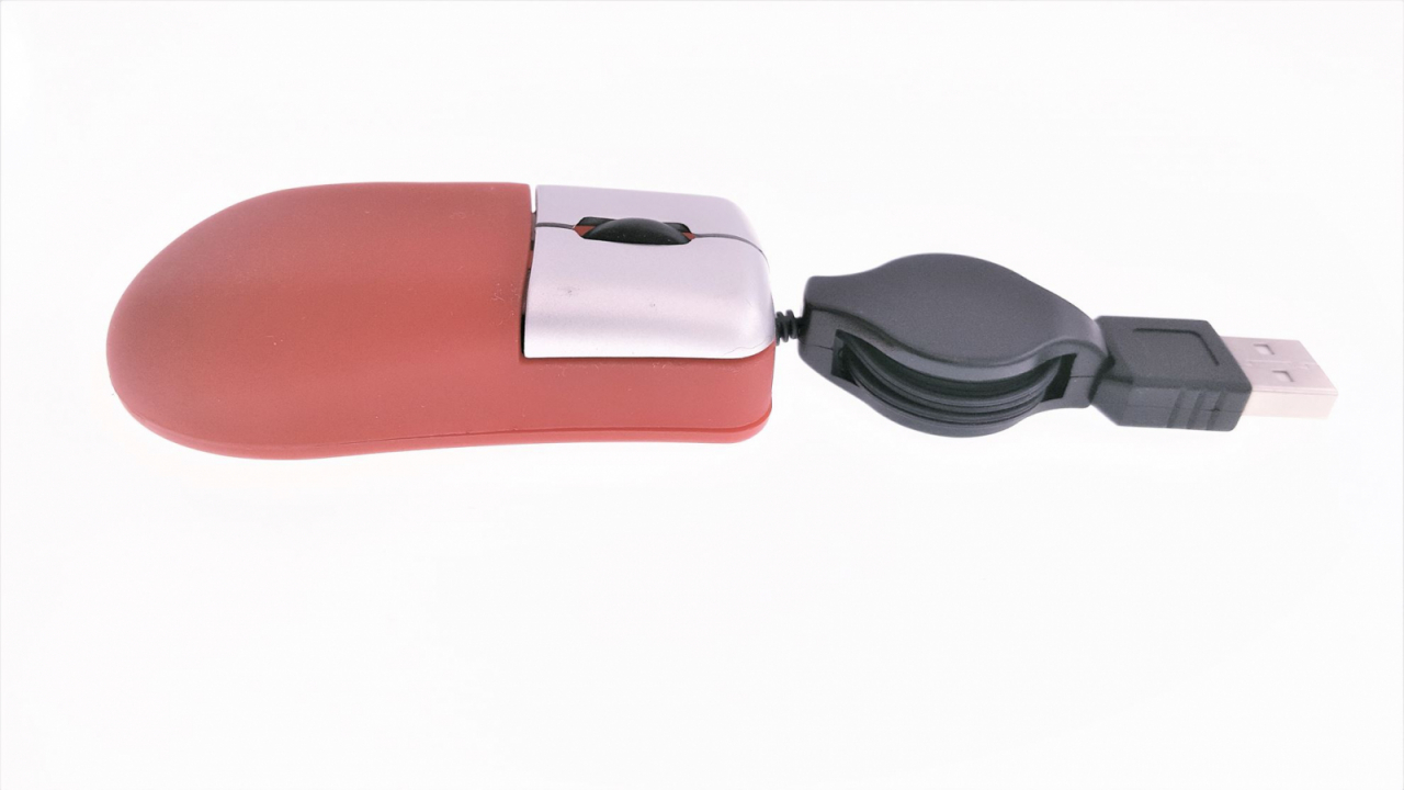 Mouse optic mini USB retractabil rosu [3]