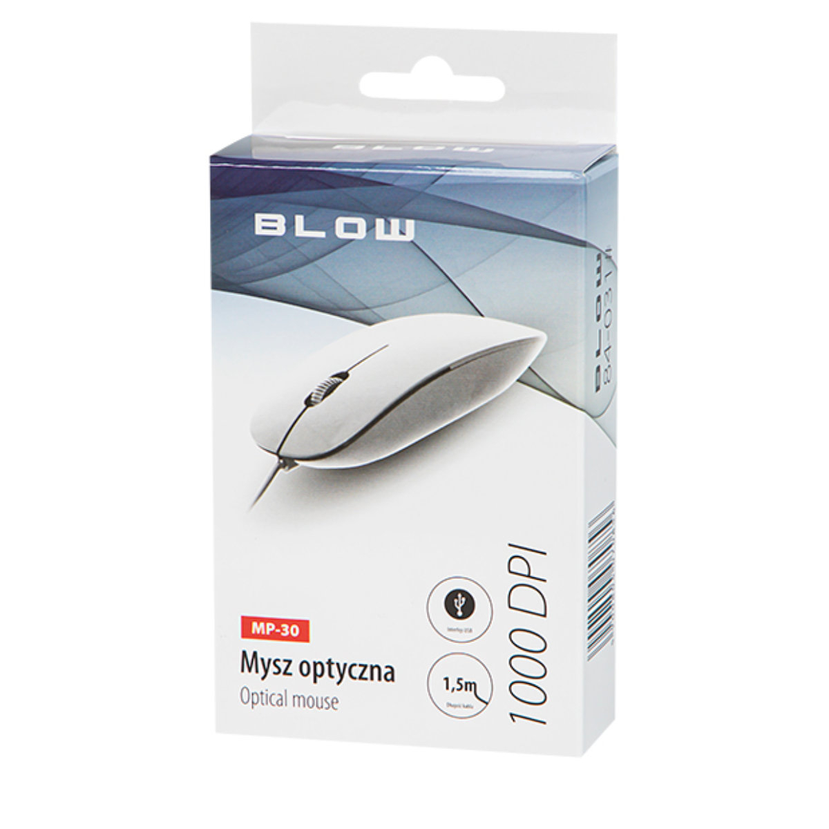 Mouse optic USB, BLOW MP-30, 1000DPI, cablu USB de 1.5m, alb [4]