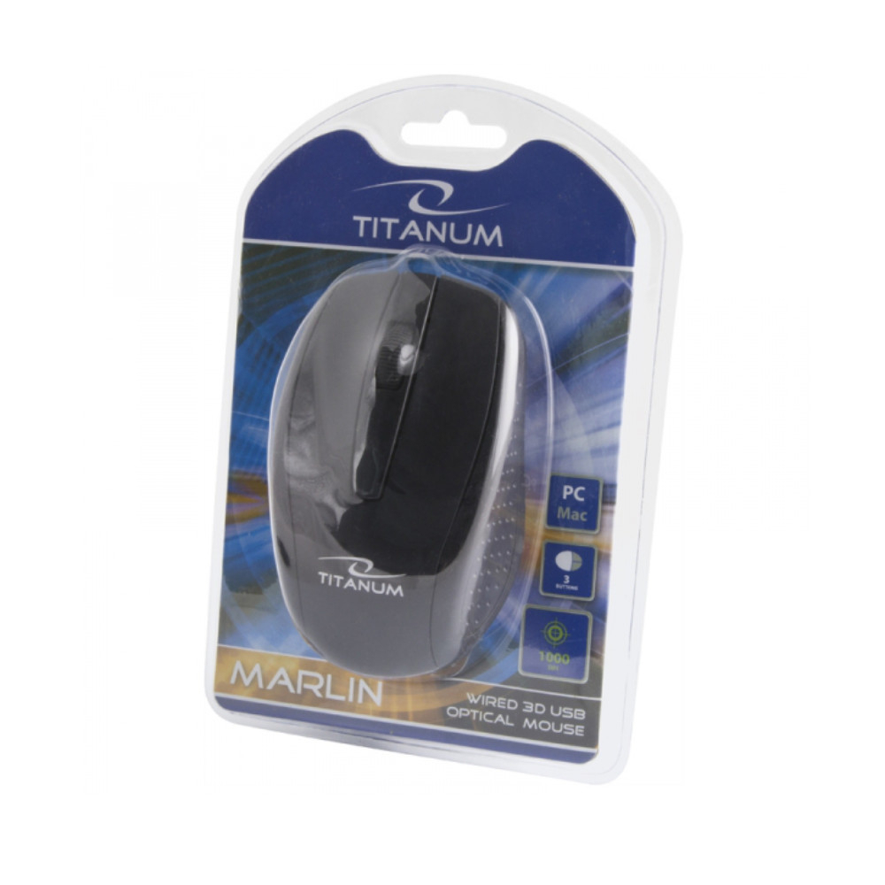 Mouse optic USB , Titanum Marlin TM110K, 3D , 1000 DPI , Blister , negru [6]