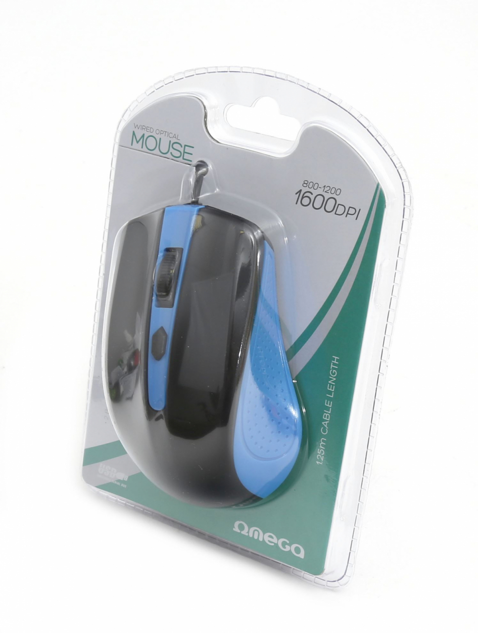 Mouse USB, Omega 41787 OM-05 3D, 800 - 1600 dpi, 105x67x38mm, cablu 110 cm, negru cu albastru [7]