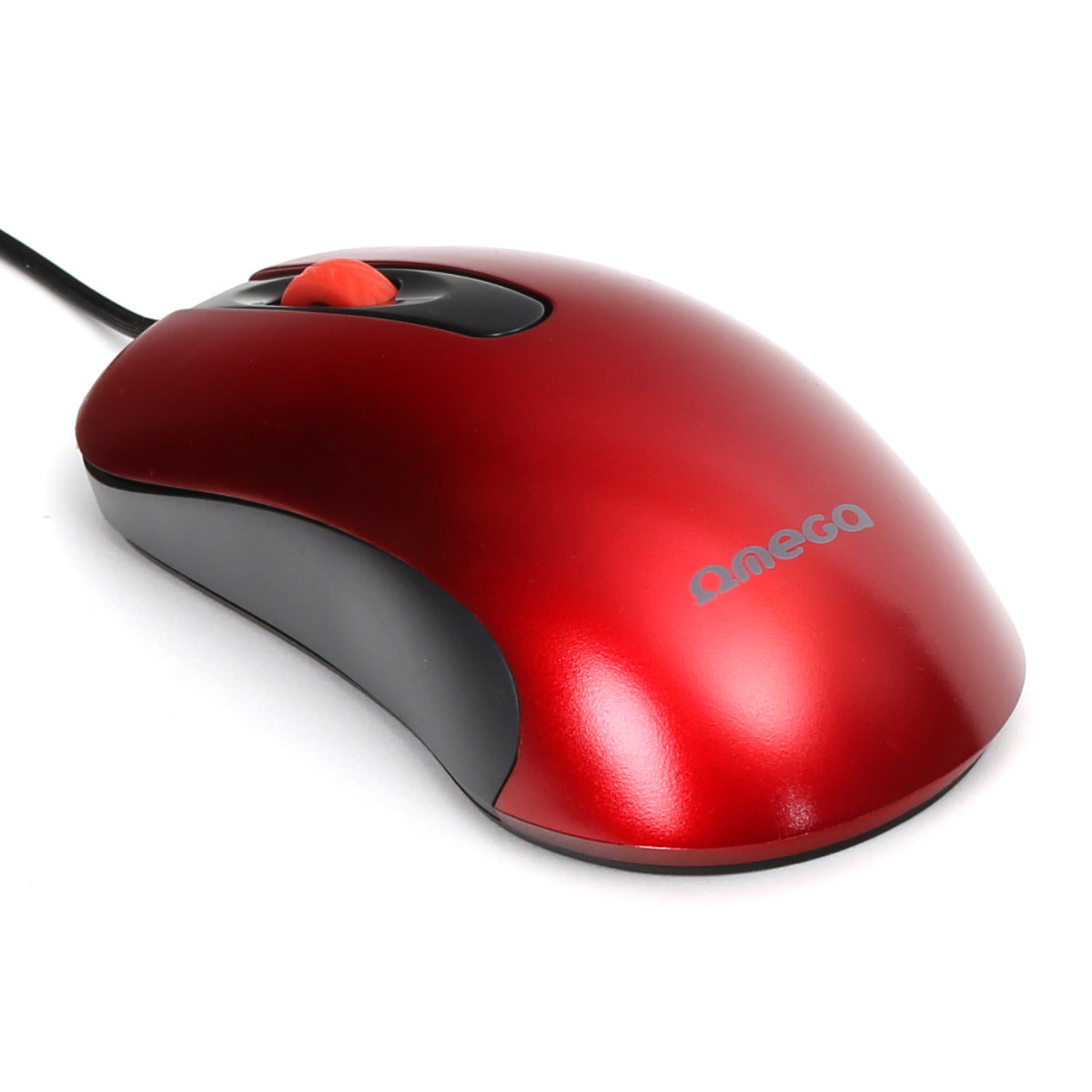 Mouse USB, Omega 45268 OM-520, cu cablu 1.2 m, 3 butoane, 1000 dpi, rosu cu negru [5]