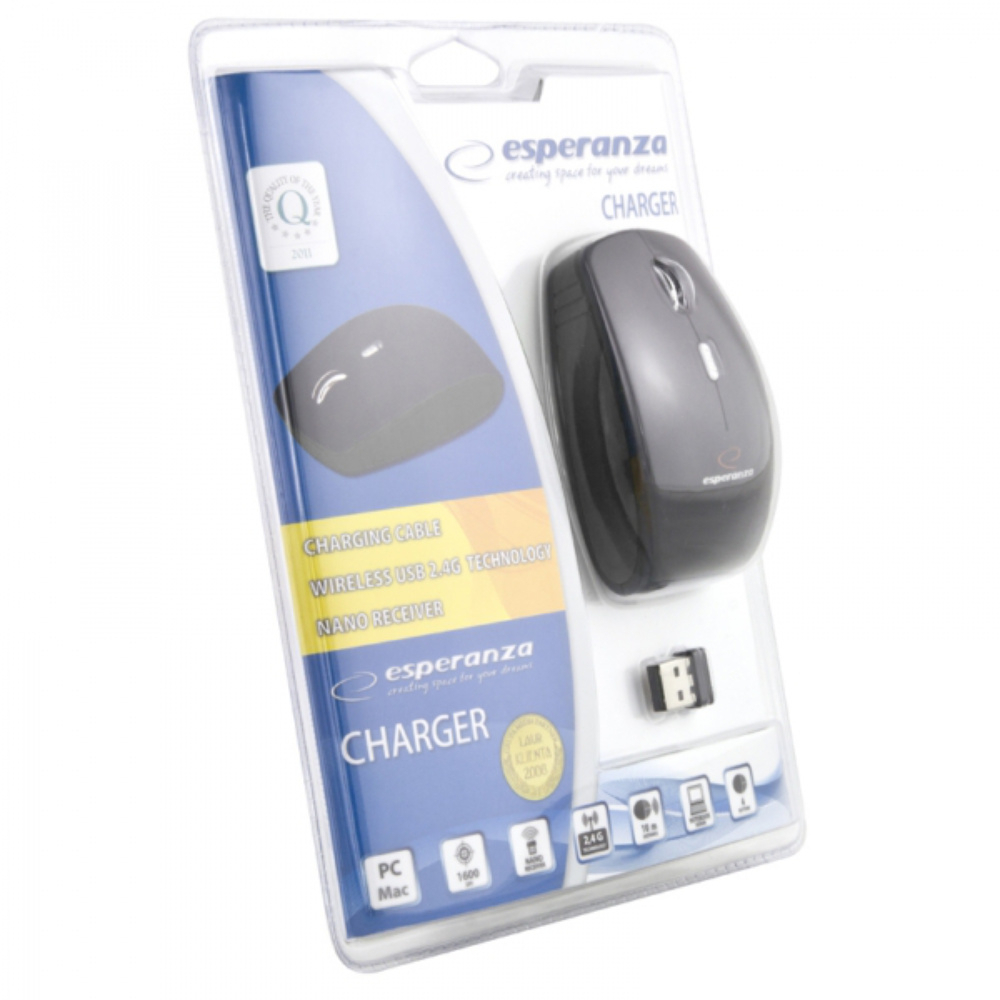 Mouse Wireless 1600 dpi, Esperanza Charger, cu incarcator baterie AA si cablu USB, negru [7]