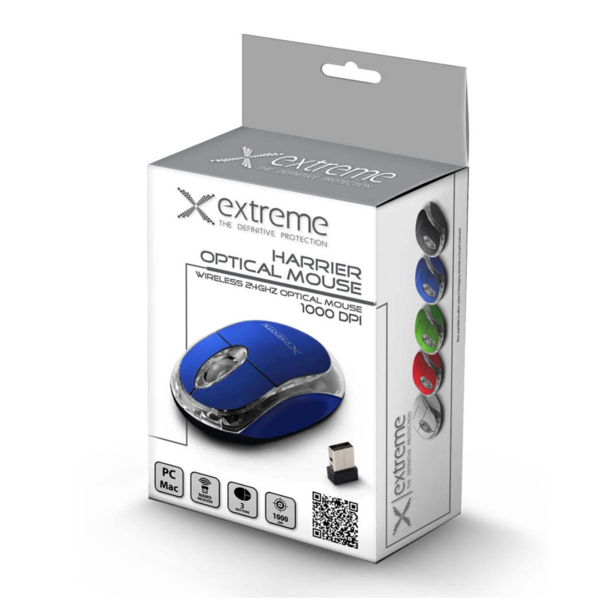 Mouse wireless 2.4 GHz, Xtreme Harrier, 1000 DPI, cu 3 butoane, receptor nano USB, albastru [2]
