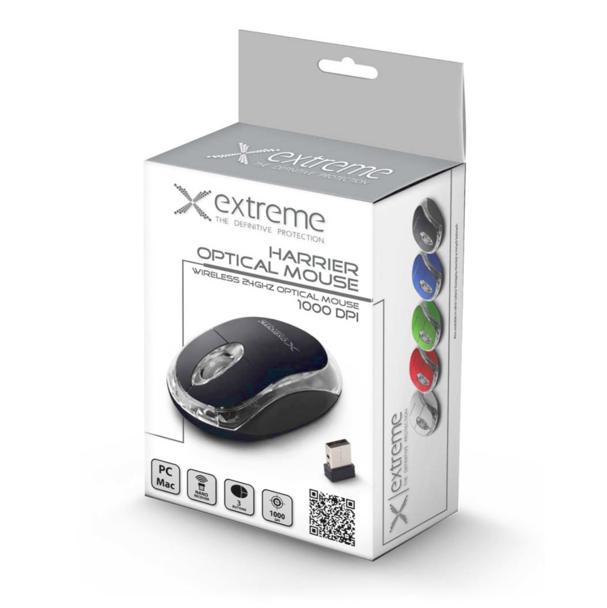 Mouse wireless 2.4 GHz, Xtreme Harrier, 1000 DPI, cu 3 butoane, receptor nano USB, negru [4]