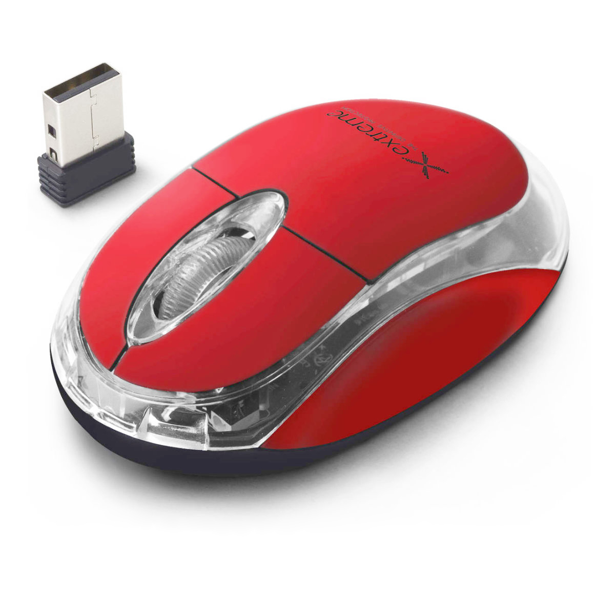 Mouse wireless 2.4 GHz, Xtreme Harrier, 1000 DPI, cu 3 butoane, receptor nano USB, rosu [3]