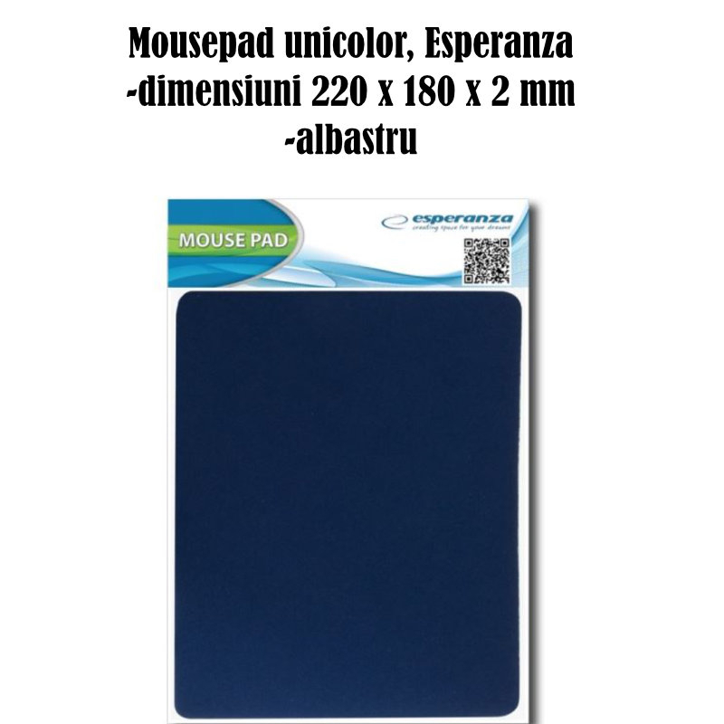 Mousepad unicolor, Esperanza 90842, dimensiuni 220 x 180 x 2 mm, albastru [2]