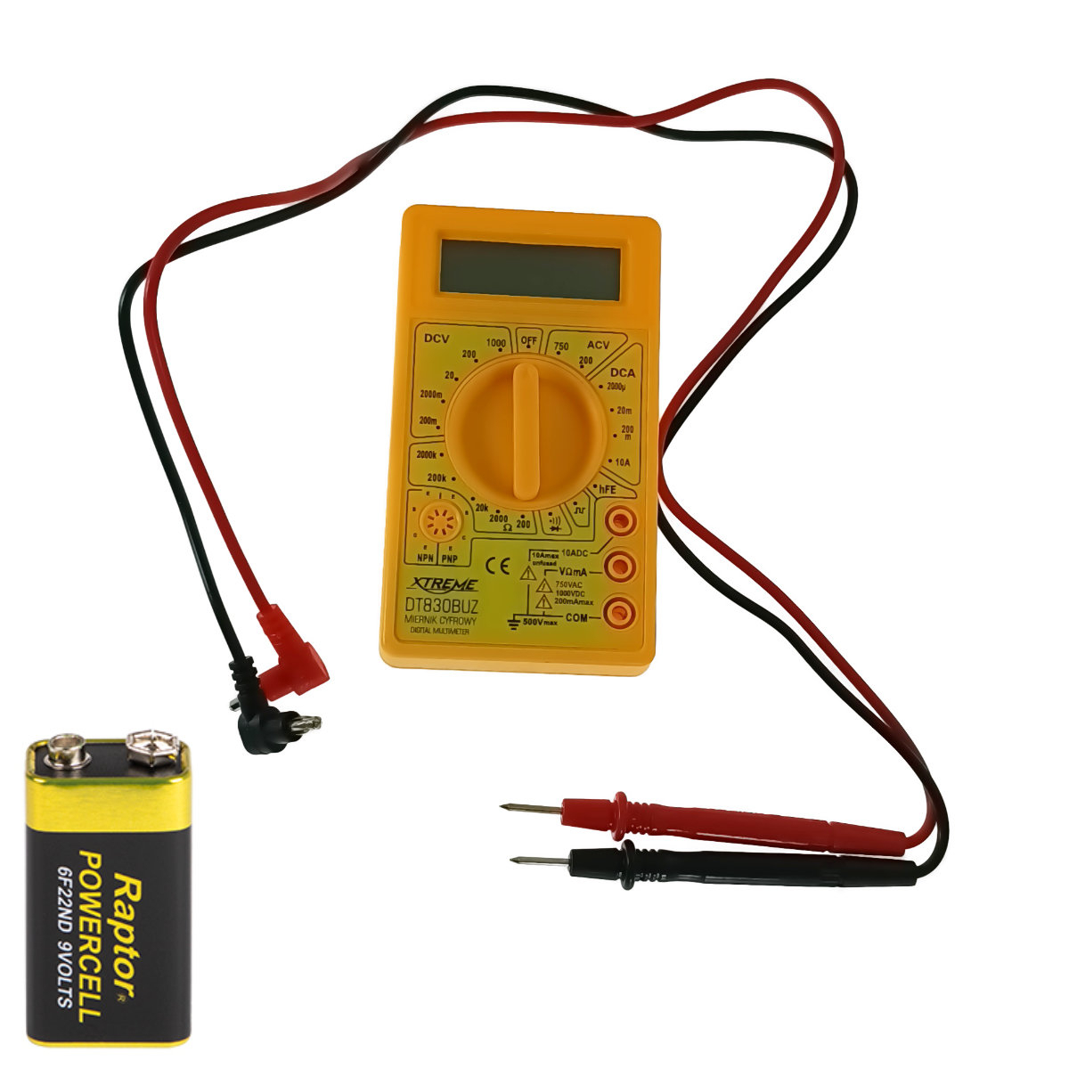 Multimetru digital Xtreme DT830BUZ 00444, DC 200mV-1000V, AC 200V-750V, galben [2]