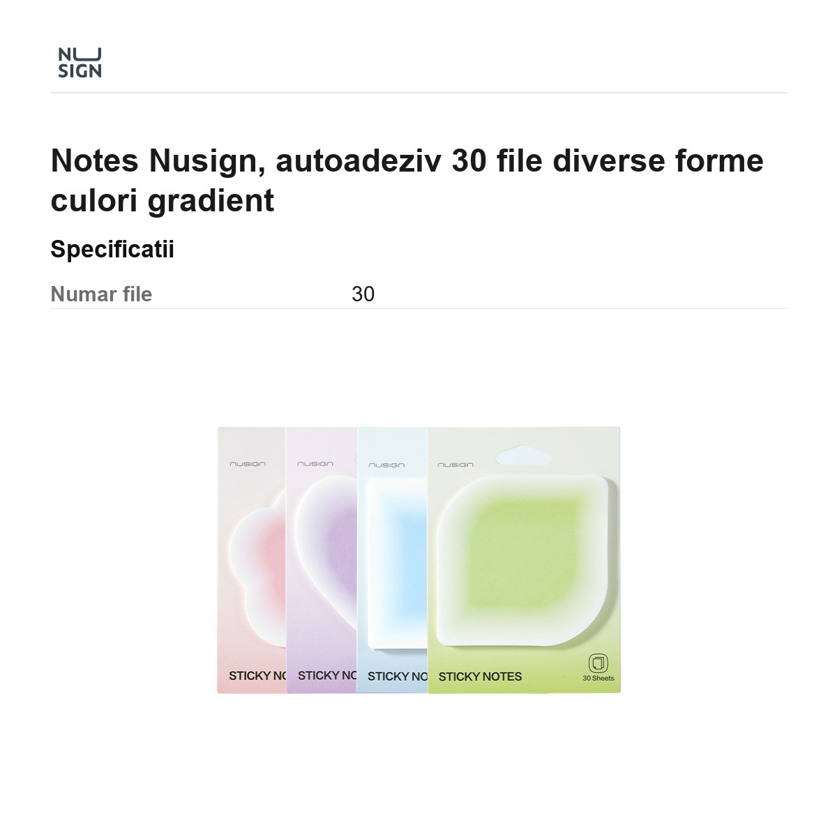 Notes Nusign, autoadeziv 30 file diverse forme culori gradient [3]