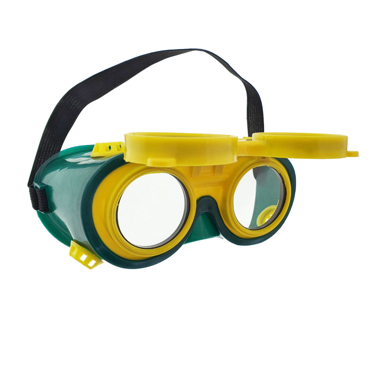 Ochelari de protectie industriali, tip masca, doua perechi de lentile, cu ventilatie indirecta, verzi cu galben [1]