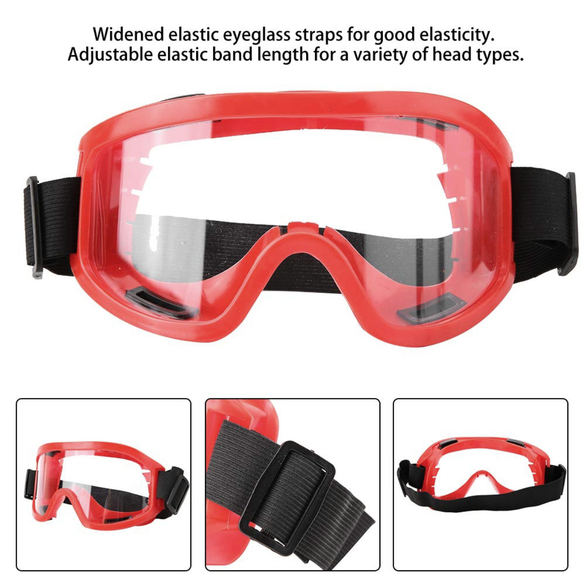 Ochelari panoramici de protectie tip masca, prindere cu banda elastica ajustabila, rama rosie PVC cu silicon pentru etansare [4]
