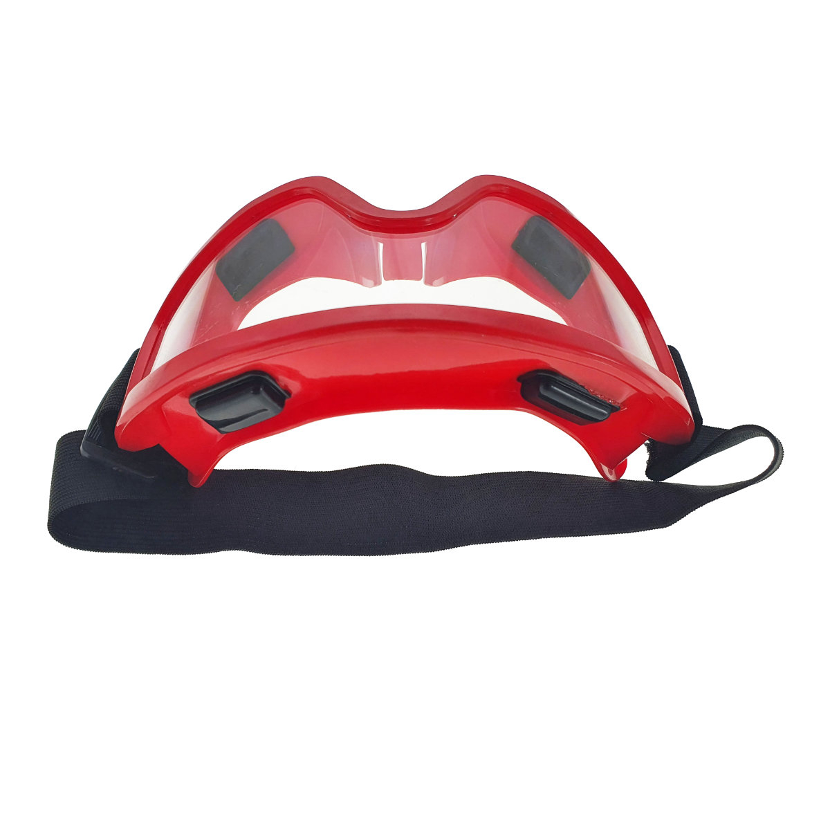 Ochelari panoramici de protectie tip masca, prindere cu banda elastica ajustabila, rama rosie PVC cu silicon pentru etansare [16]