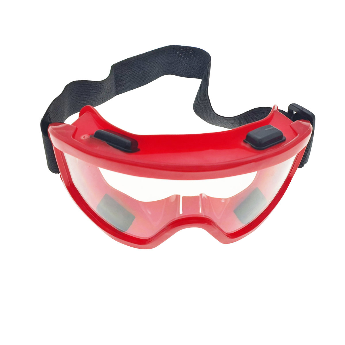 Ochelari panoramici de protectie tip masca, prindere cu banda elastica ajustabila, rama rosie PVC cu silicon pentru etansare [11]