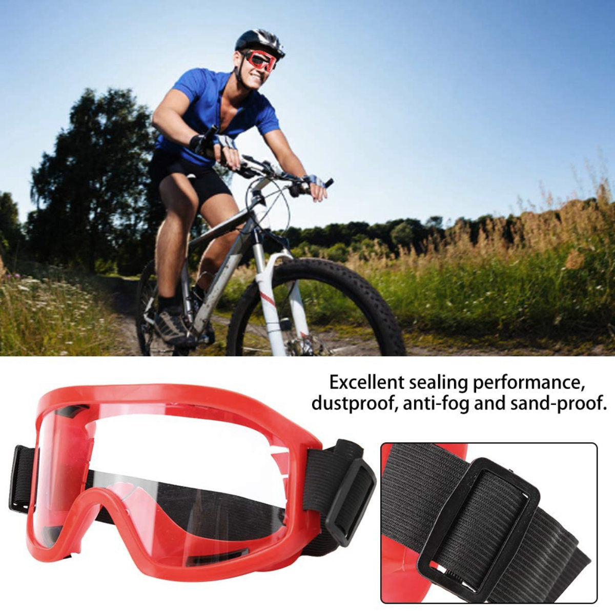 Ochelari panoramici de protectie tip masca, prindere cu banda elastica ajustabila, rama rosie PVC cu silicon pentru etansare [5]
