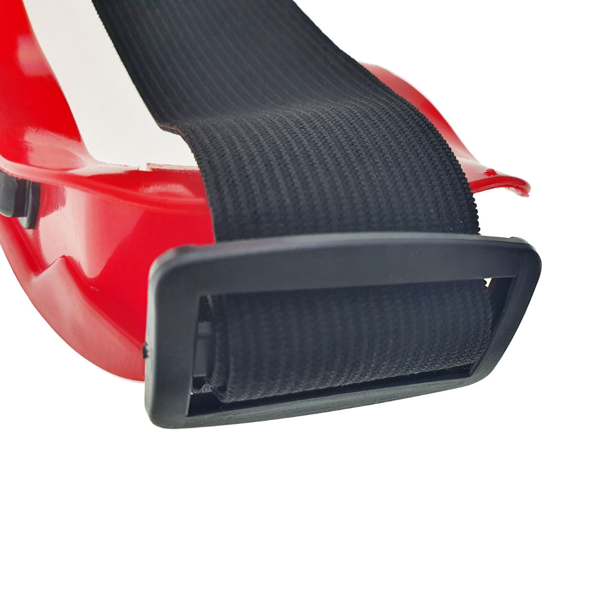 Ochelari panoramici de protectie tip masca, prindere cu banda elastica ajustabila, rama rosie PVC cu silicon pentru etansare [20]