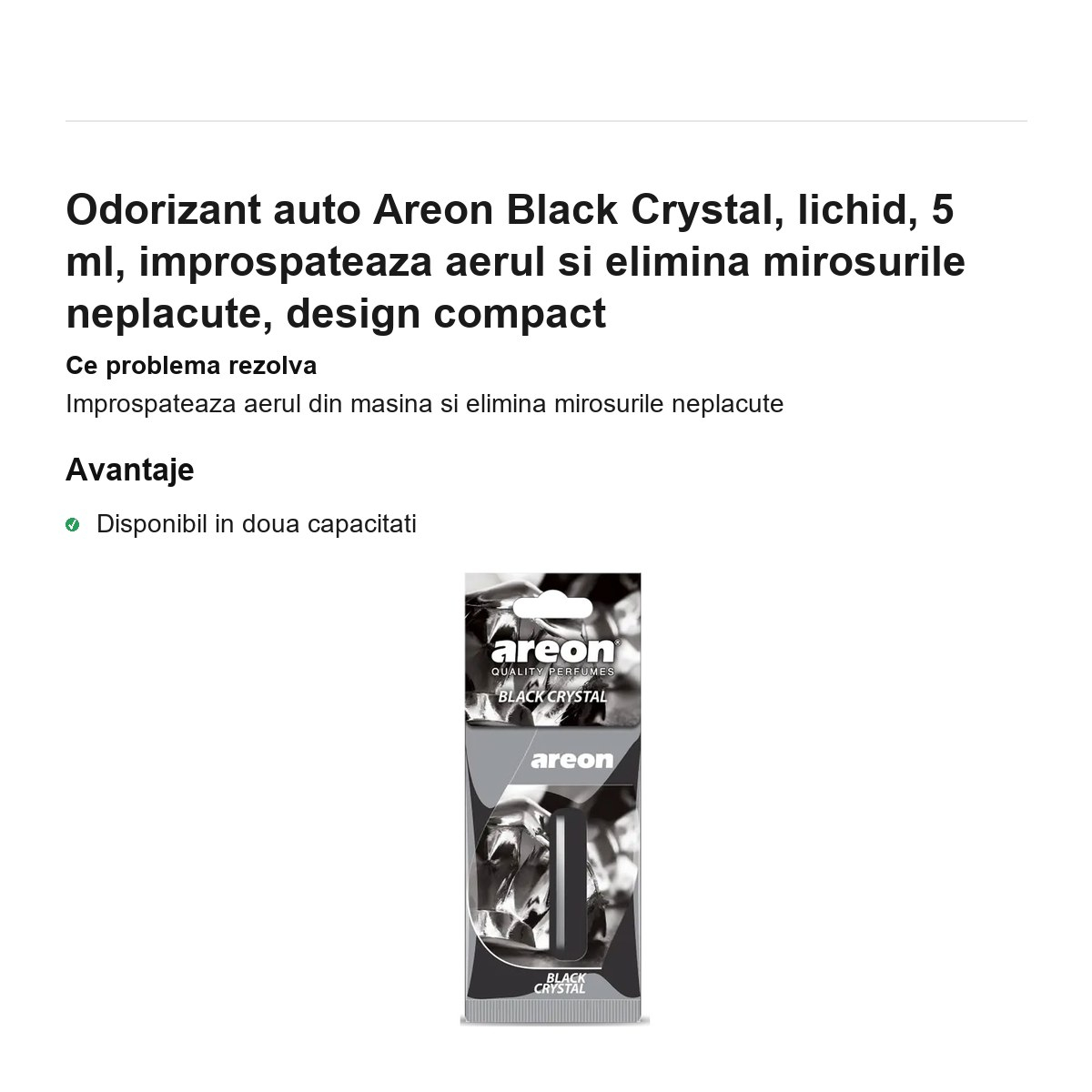 Odorizant auto Areon Black Crystal, lichid, 5 ml, improspateaza aerul si elimina mirosurile neplacute, design compact [2]