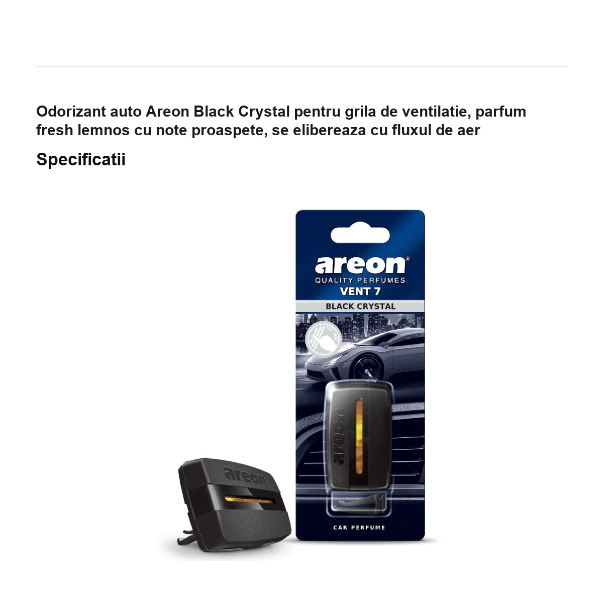 Odorizant auto Areon Black Crystal pentru grila de ventilatie, parfum fresh lemnos cu note proaspete, se elibereaza cu fluxul de aer [3]