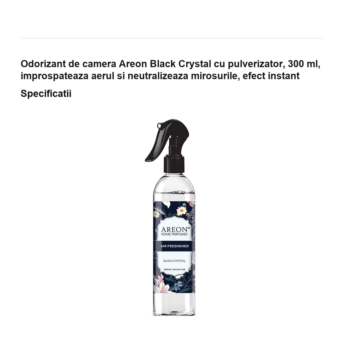 Odorizant de camera Areon Black Crystal cu pulverizator, 300 ml, improspateaza aerul si neutralizeaza mirosurile, efect instant [3]