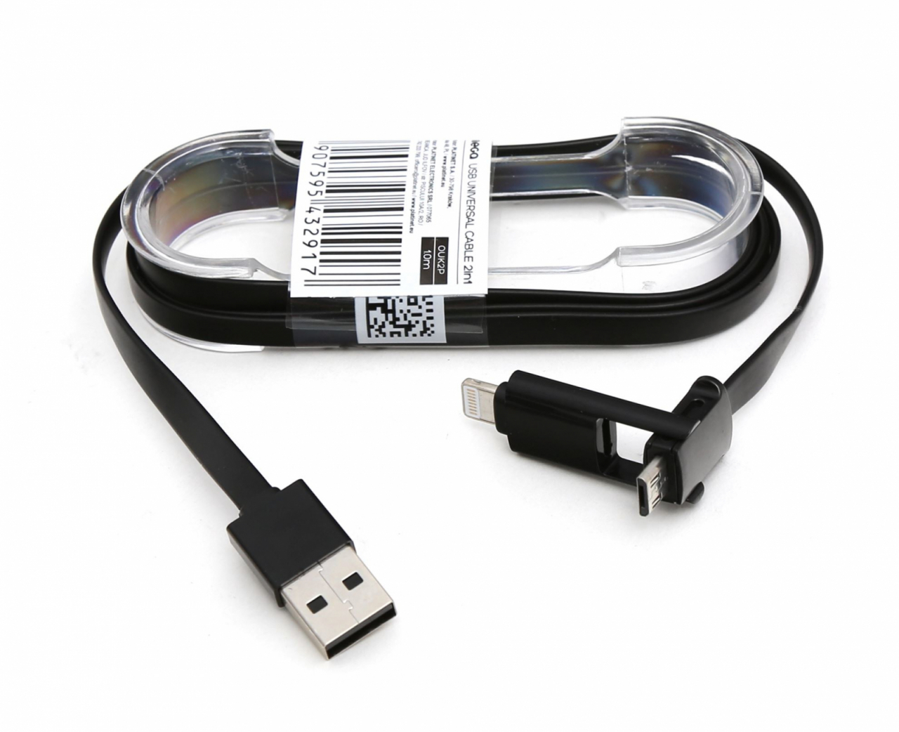 OMEGA-Cablu USB 2 in 1 microUSB&Lightning Black [5]