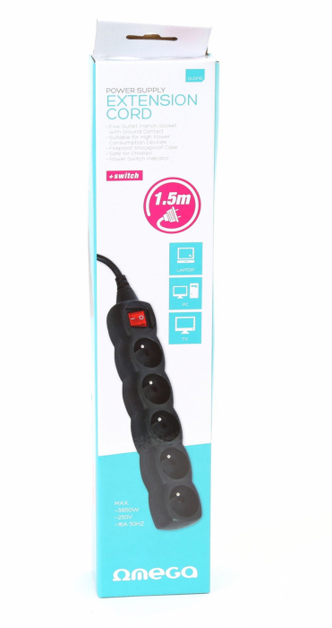 OMEGA POWER SUPPLIER EXTENSION CORD 5FRENCH 1.5M black 41105 new!!! [3]