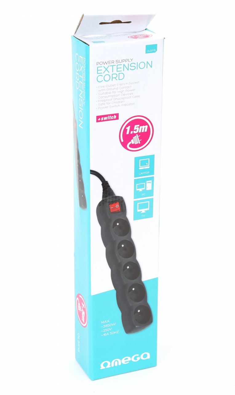OMEGA POWER SUPPLIER EXTENSION CORD 5FRENCH 1.5M black 41105 new!!! [7]
