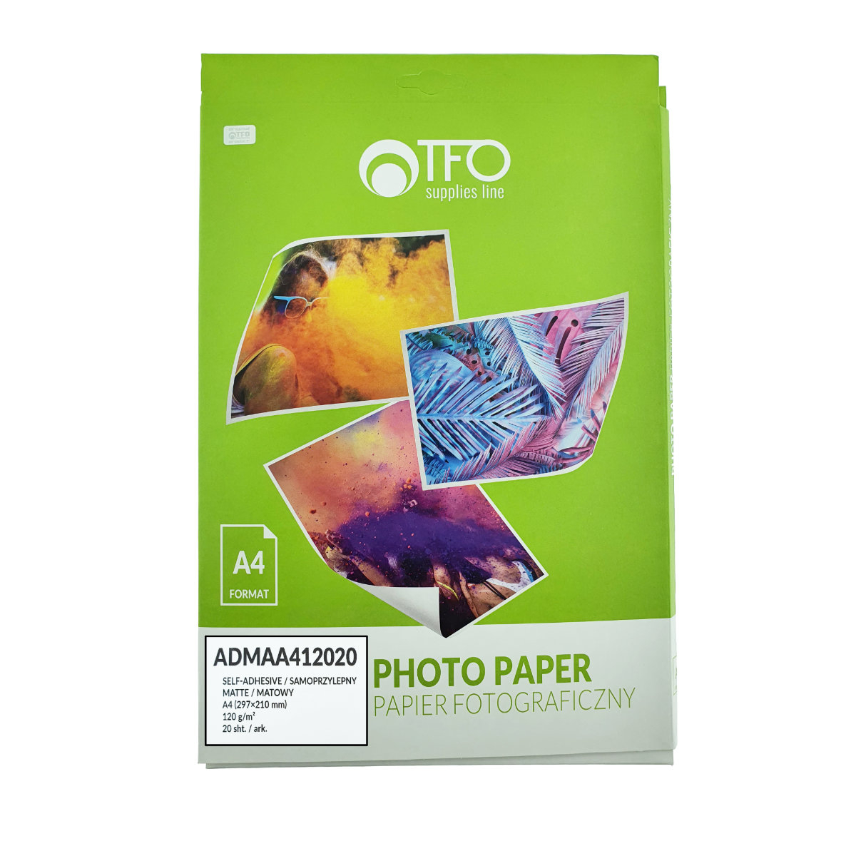 Pachet 20 coli hartie foto autoadeziva A4, 120g/m2, mata, ADMAA412020, TFO Self-Adhesive, albe [1]