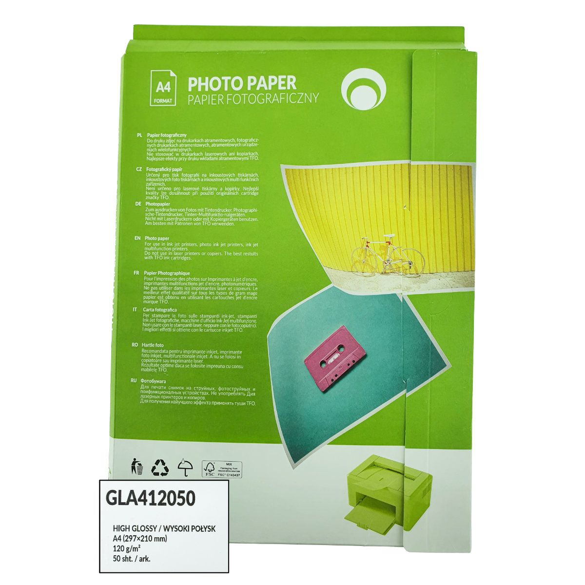 Pachet 50 coli hartie foto A4, 120g/m2, lucioasa, GLA412050, TFO High Glossy, albe [4]
