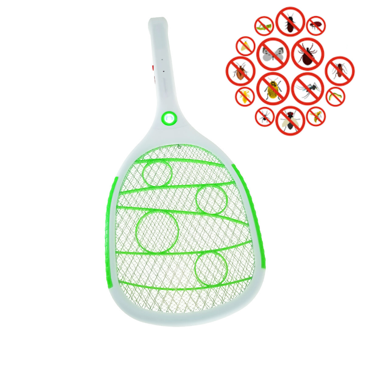 Paleta anti-insecte cu lanterna, Esperanza Insect Killer Swatter 3in1 Bluntman, 95596, alb cu verde [3]
