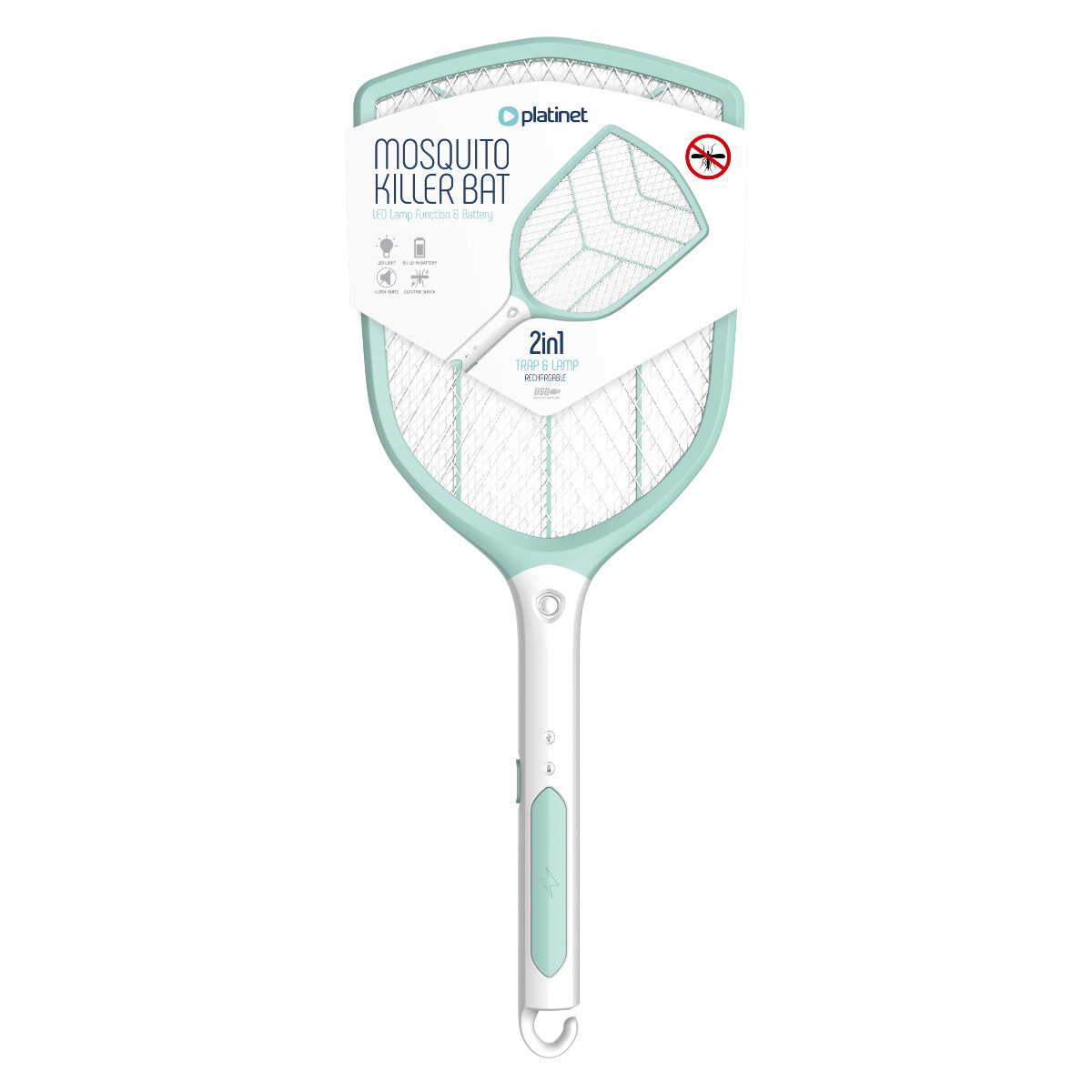 Paleta electrica anti-insecte , Platinet 45236, cu baterie tip 18650 de 1200 mAh, incarcare USB si functie iluminare LED [2]