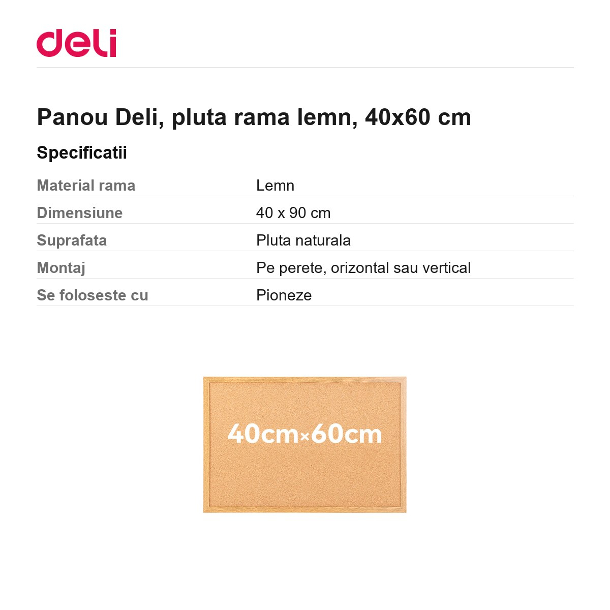 Panou Deli, pluta rama lemn, 40x60 cm [3]