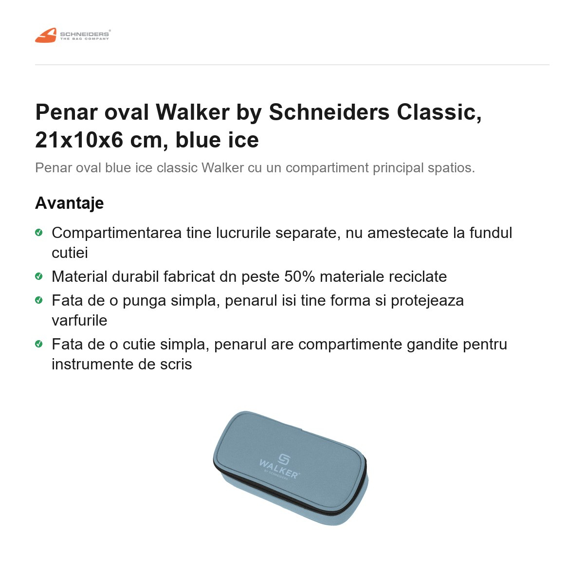 Penar oval Walker by Schneiders Classic, 21x10x6 cm, blue ice [2]