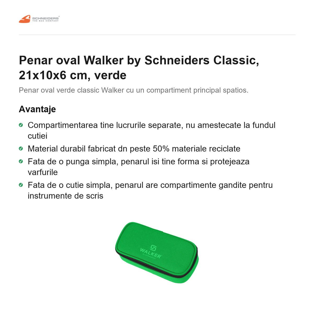 Penar oval Walker by Schneiders Classic, 21x10x6 cm, verde [2]