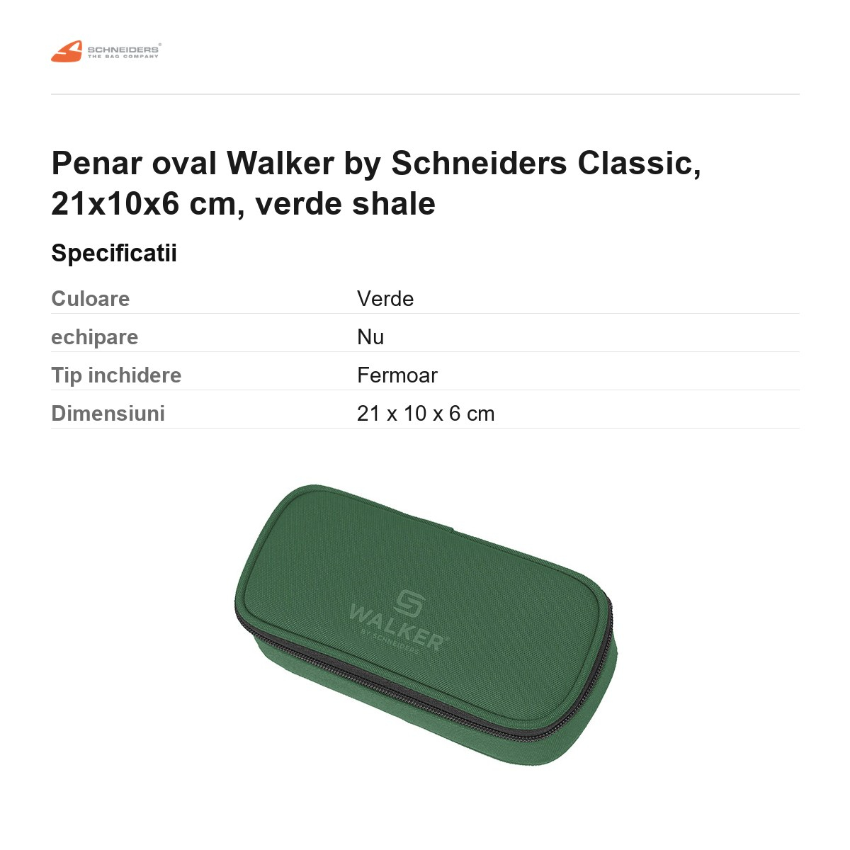 Penar oval Walker by Schneiders Classic, 21x10x6 cm, verde shale [3]