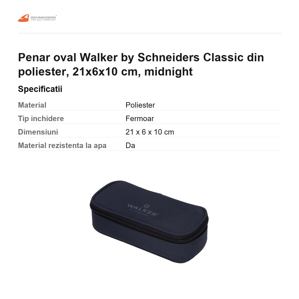 Penar oval Walker by Schneiders Classic din poliester, 21x6x10 cm, midnight [3]
