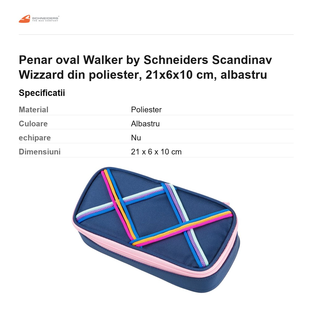 Penar oval Walker by Schneiders Scandinav Wizzard din poliester, 21x6x10 cm, albastru [3]