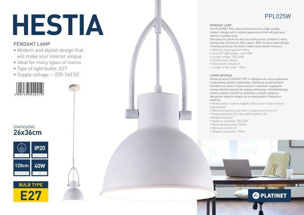 Pendul PLATINET HESTIA P161052-ME27 METAL WHITE[44021] [8]