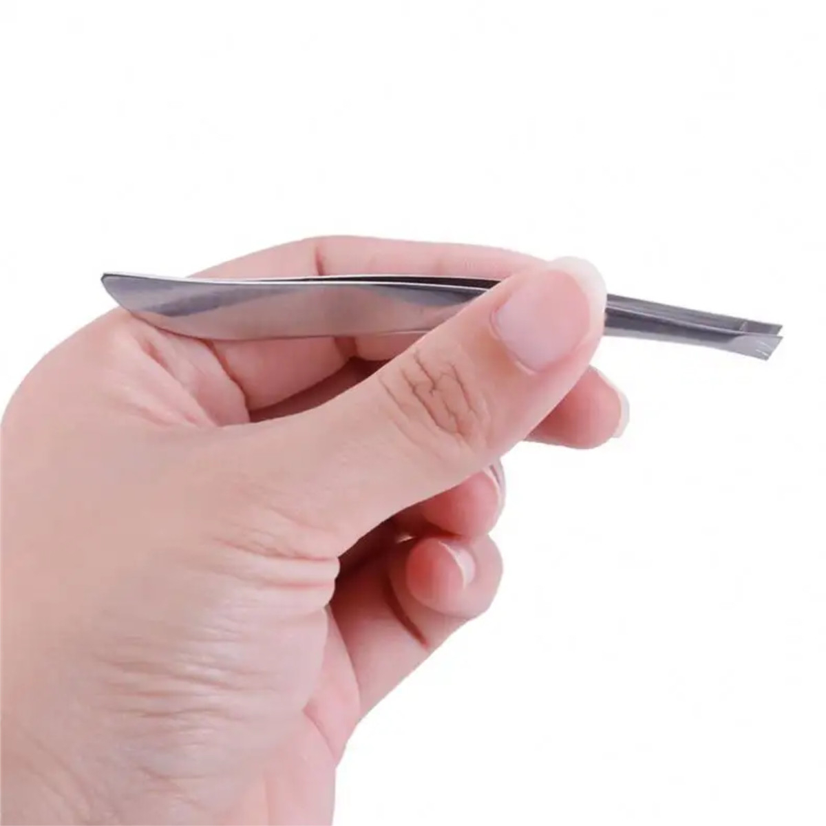 Penseta profesionala curbata, J44-V10 00004, pentru machiaj, lungime 90mm, argintie [6]