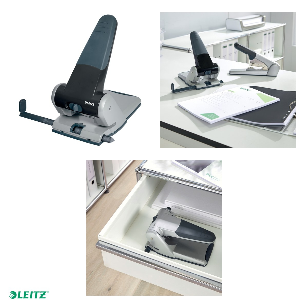 Perforator de mare capacitate Leitz 5180, pentru documente perforate, perforare 65 coli, albastru [4]